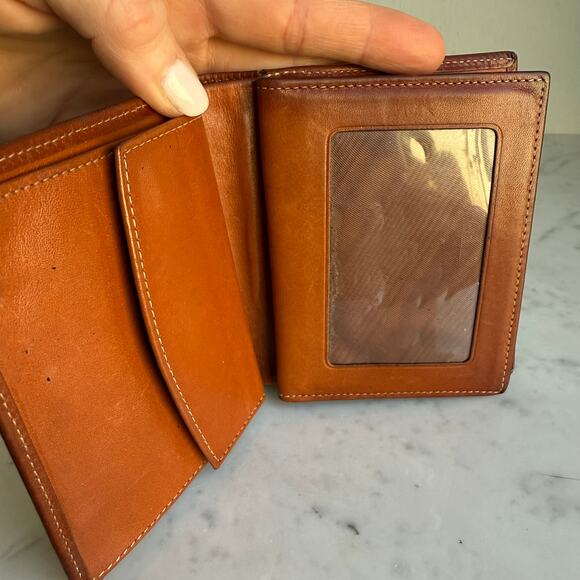 Vintage Dooney & Bourke All Weather Leather Bi-Fold Wallet Green Brown USA Made - Picture 6 of 11